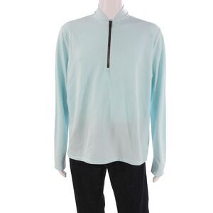 Greyson Mens Pullover Mock Neck Long Sleeve Nylon Zip T-Shirt Blue Size L